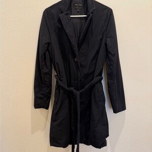 Massimo Dutti Black Belted Trench Coat M Lightweight Nylon Jacket